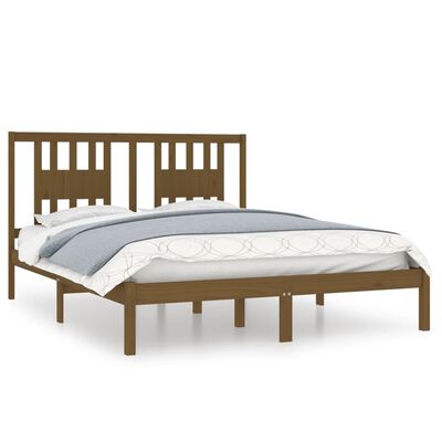 vidaXL Rama łóżka, miodowy brąz, lite drewno, 150x200 cm, King Size
