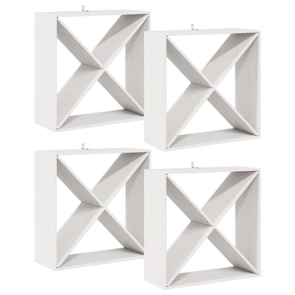 vidaXL Regał na wino 4 pcs Biały 62 x 25 x 62 cm Lite drewno sosnowe