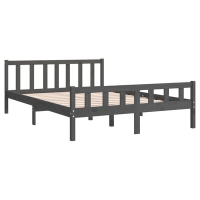 vidaXL Rama łóżka, szara, lite drewno, 120 x 200 cm
