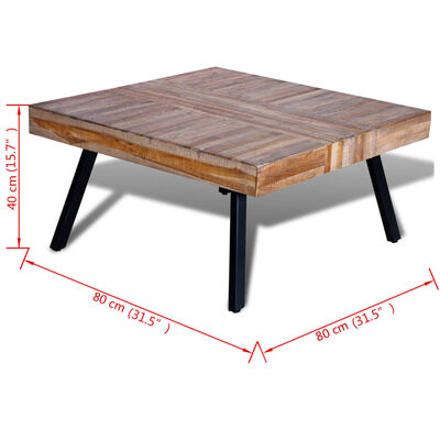 vidaXL Kwadratowy stolik kawowy z odzyskanego drewna tekowego