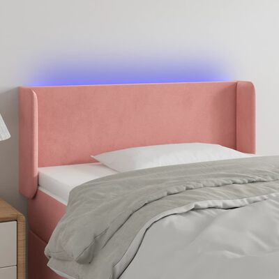 vidaXL Zagłówek do łóżka z LED, różowy, 93x16x78/88 cm, aksamit