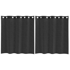 vidaXL Zasłony woalowe z przelotkami 2 szt. Czarne 140x140 cm