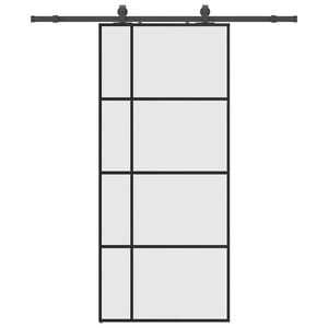 vidaXL Drzwi przesuwne z zestawem okuć czarne 90x205 cm ESG szkło