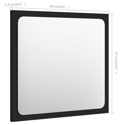 vidaXL Lustro łazienkowe, czarne, 40x1,5x37 cm, płyta wiórowa