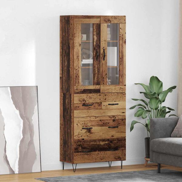 vidaXL Highboard z szufladą Stare drewno 69,5 x 34 x 90 cm