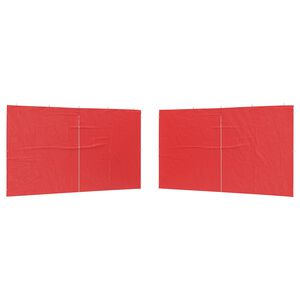 vidaXL Ściana boczna namiotu na imprezy 2 pcs czerwony 400 x 195 cm