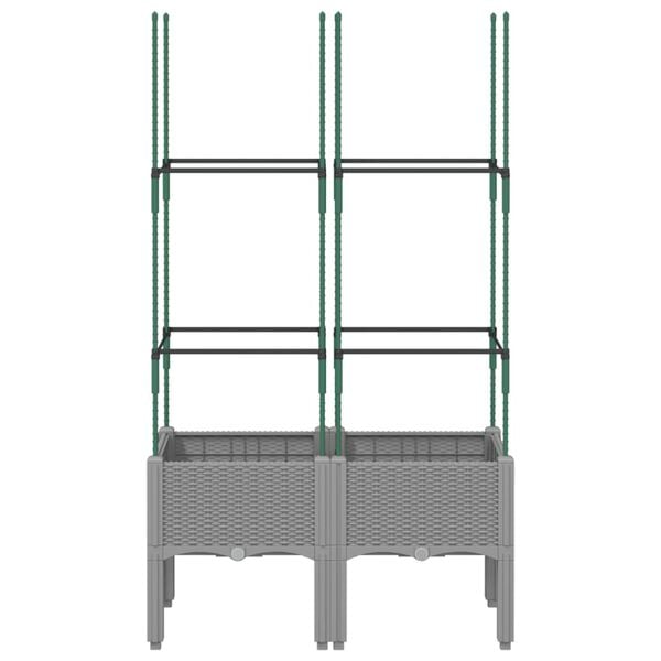 vidaXL Donica ogrodowa z kratką, jasnoszara, 80x40x142,5 cm, PP