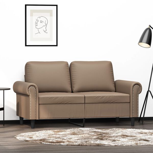 vidaXL 2-osobowa sofa, kolor cappuccino, 120 cm, sztuczna sk&oacute;ra