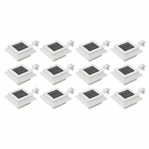 vidaXL Lampy solarne do ogrodu, 12 szt., LED, kwadratowe, 12 cm, białe