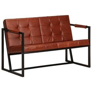 vidaXL Sofa 2-osobowa, brązowa, naturalna sk&oacute;ra kozia