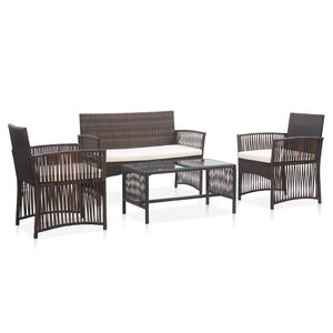 vidaXL 4-cz. zestaw wypoczynkowy do ogrodu, poduszki, rattan PE, brąz