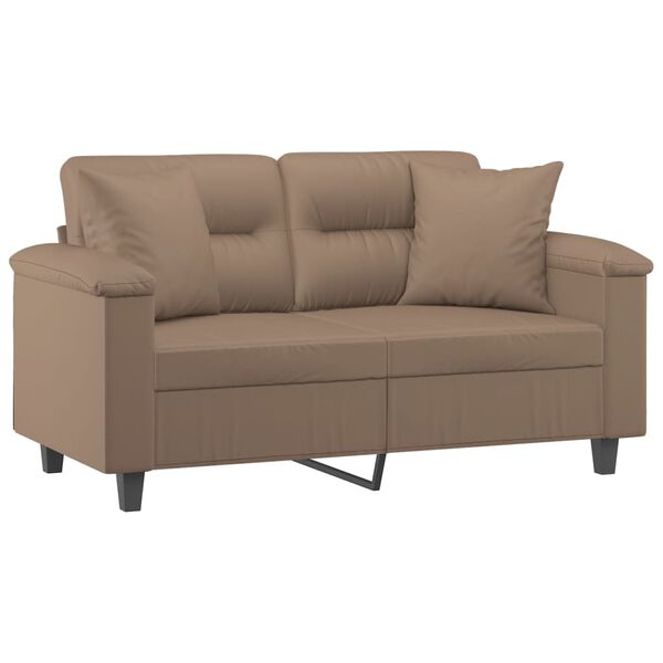 vidaXL 2-osobowa sofa z poduszkami, cappuccino, 120 cm, sztuczna sk&oacute;ra