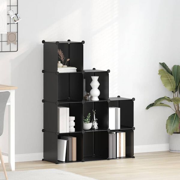 vidaXL Regał kostkowy z 9 przegrodami, czarny, PP