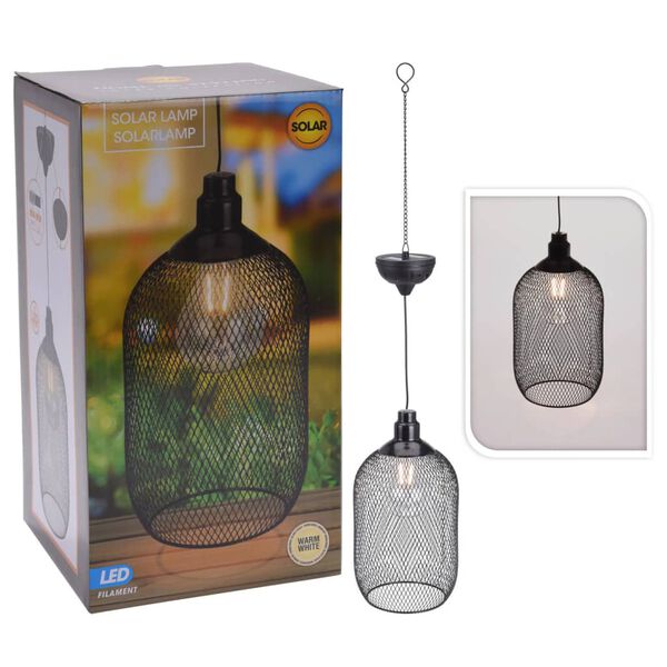 ProGarden Wisząca lampa solarna LED do ogrodu, metalowa, 15 cm