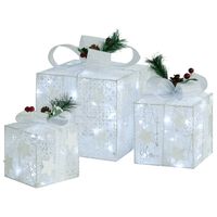 vidaXL Dekoracja świąteczna: 3 białe prezenty, wewnętrzna/zewnętrzna