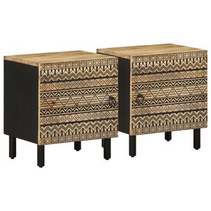 vidaXL Szafki nocne, 2 szt., czarne, 40x33,5x46 cm, lite drewno mango