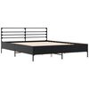 vidaXL Rama ł&oacute;żka, czarna, 160x200 cm, materiał drewnopochodny i metal