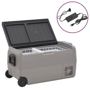 vidaXL Lod&oacute;wka na k&oacute;łkach, z zasilaczem, czarno-szara, 36 L, PP i PE