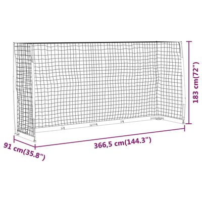 vidaXL Bramka do piłki nożnej, 366,5x91x183 cm, stalowa