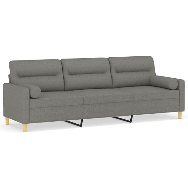 vidaXL 3-osobowa sofa wypoczynkowa z poduszkami, ciemnoszara, 210 cm