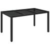 vidaXL St&oacute;ł ogrodowy ze szklanym blatem, czarny, 150x90x75cm rattan PE