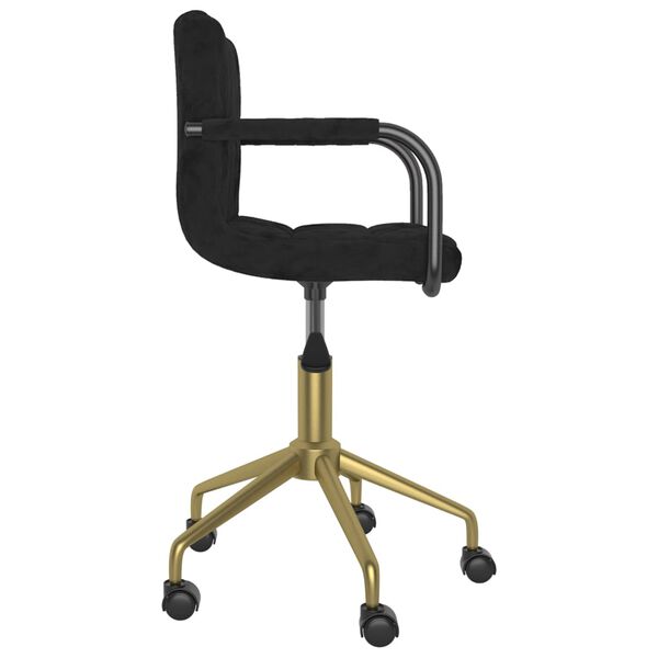 vidaXL Obrotowe krzesło stołowe, czarne, obite aksamitem