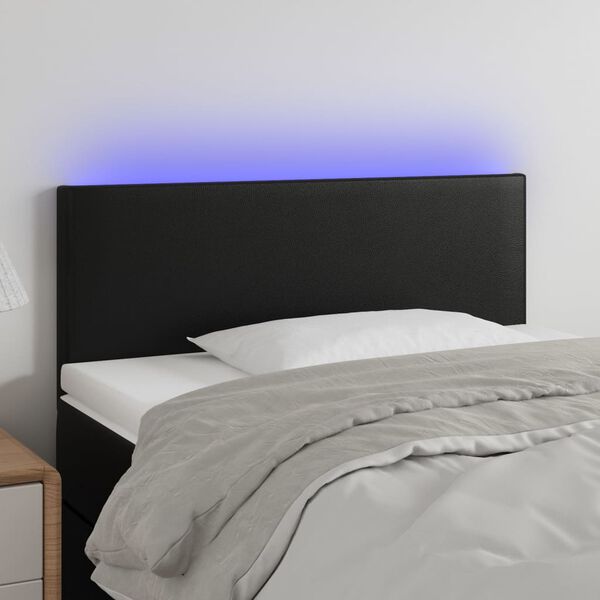 vidaXL Zagł&oacute;wek do ł&oacute;żka z LED, czarny, 80x5x78/88 cm, sztuczna sk&oacute;ra