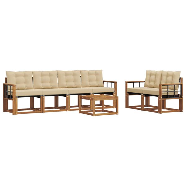 vidaXL Zestaw sof na zewnątrz z poduszką 7 pcs Naturalny i Beżowy