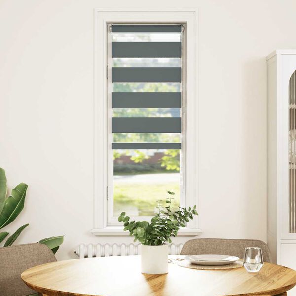 vidaXL Roleta zebra, ciemnoszara, szerokość tkaniny 40,9 cm, poliester