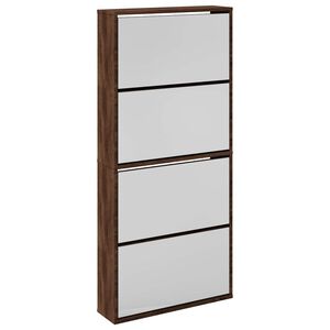vidaXL Szafka na buty z lustrem, 4-poziomy, brązowy dąb, 63x17x134 cm