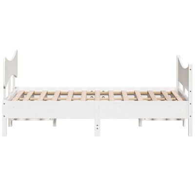 vidaXL Rama łóżka z wezgłowiem, biała, 140x200 cm, lite drewno sosnowe