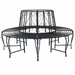 vidaXL Ławka Drzewna &Oslash; 160 x 89 cm Stal Czarny Okrągły