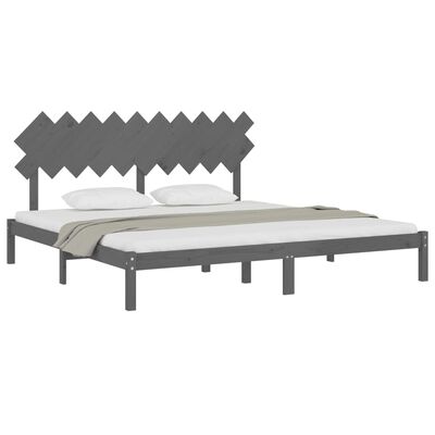 vidaXL Rama łóżka, szara, 200 x 200 cm, lite drewno