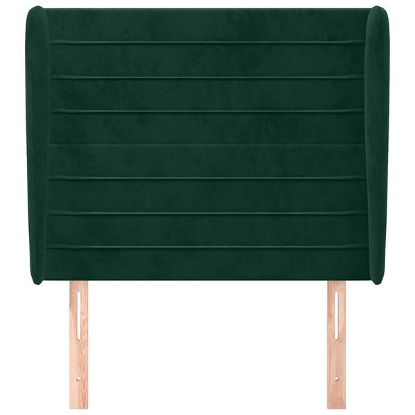 vidaXL Zagł&oacute;wek uszak, ciemnozielony, 93x23x118/128 cm, aksamit