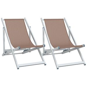 vidaXL Krzesła składane 2 szt. Brązowe aluminium i tkanina