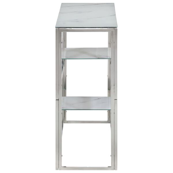 vidaXL Stolik konsolowy, srebrny, stal nierdzewna i szkło hartowane