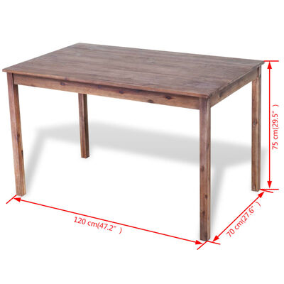 vidaXL Stół z drewna akacjowego do jadalni 120x70x75 cm