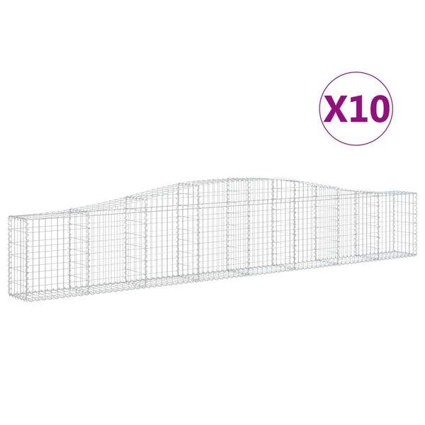 vidaXL Kosze gabionowe, 10 szt, 400x30x60/80 cm, galwanizowane żelazo