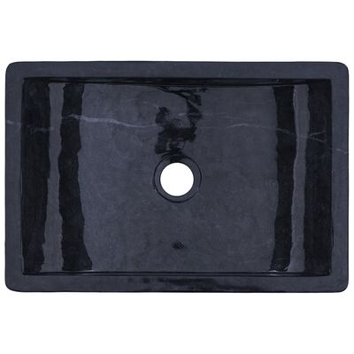 vidaXL Umywalka, 45x30x12 cm, marmurowa, czarna na wysoki połysk
