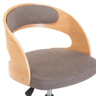 vidaXL Obrotowe krzesło biurowe, taupe, gięte drewno i tkanina