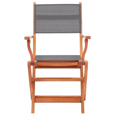 vidaXL Składane krzesła ogrodowe 4 szt., szare, eukaliptus i textilene