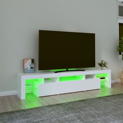 vidaXL Szafka pod TV z oświetleniem LED, biała 200x36,5x40 cm cm