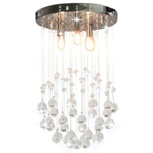 vidaXL Lampa sufitowa z kryształkami i koralikami, srebrna, 3xG9