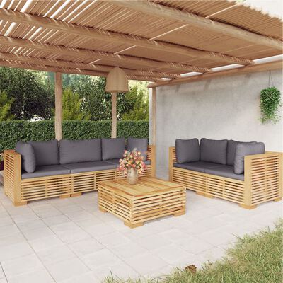 vidaXL 6-cz. zestaw wypoczynkowy do ogrodu, poduszki, drewno tekowe