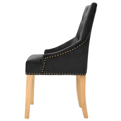 vidaXL Krzesła stołowe, 2 szt., czarne, drewno dębowe i aksamit