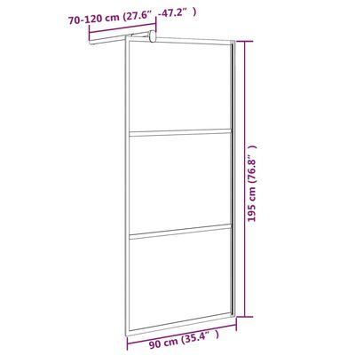 vidaXL Ścianka prysznicowa, 90x195 cm, szkło półmrożone ESG, czarna