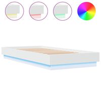 vidaXL Rama łóżka z oświetleniem LED, biała, 100x200 cm