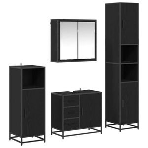 vidaXL Zestaw mebli łazienkowych z szufladą z p&oacute;łką 4 pcs Czarny Dąb