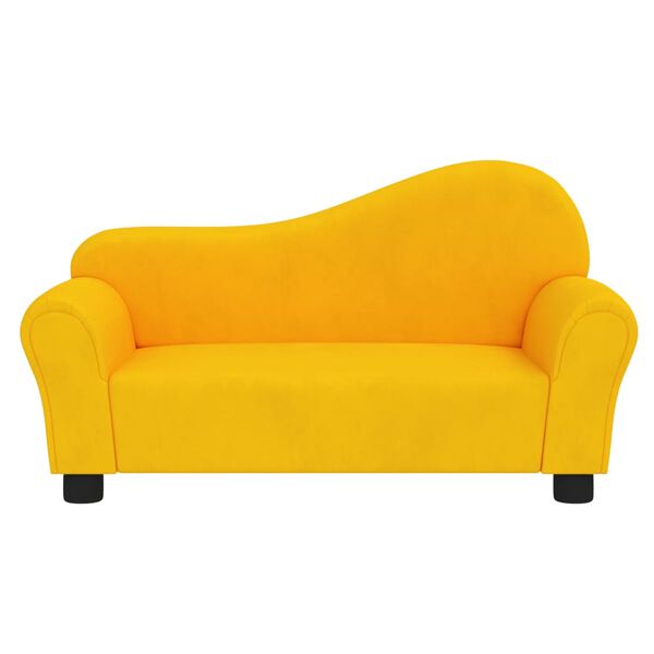 vidaXL Sofa dla dziecka, ż&oacute;łta, obita aksamitem