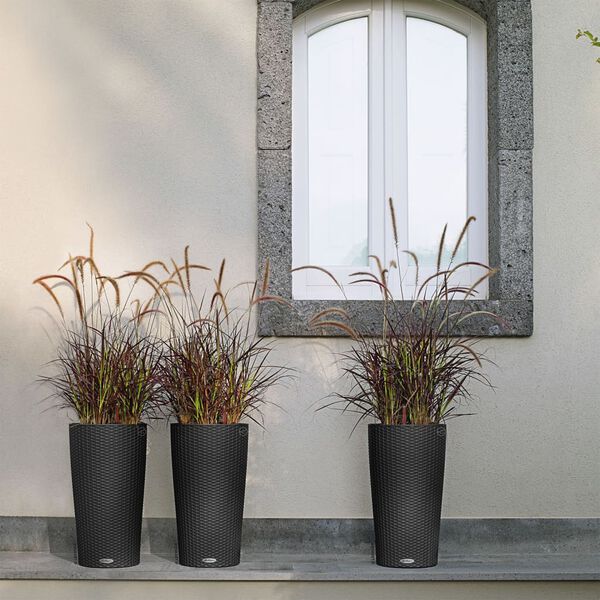 LECHUZA Donica CILINDRO Cottage 32 ALL-IN-ONE, śr. 32 cm, grafitowa